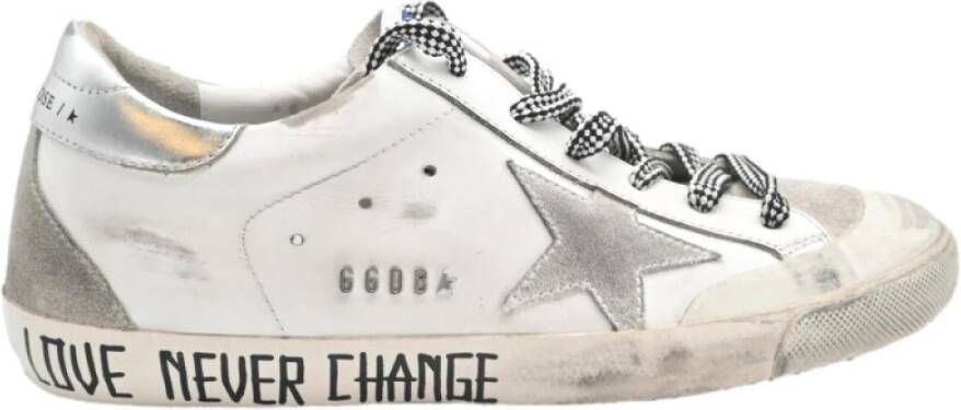 Golden Goose Gelamineerde Borduurwerk Sneakers Wit Zilver White Dames