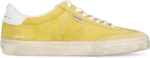 Golden Goose Gele Suède Sneakers Ronde Neus Logo Yellow Dames