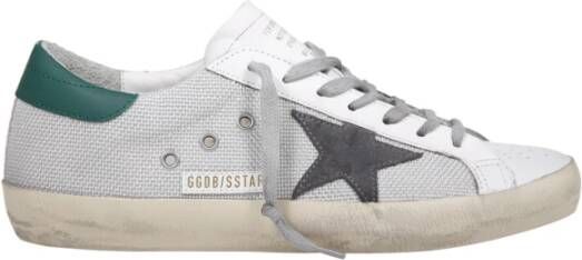 Golden Goose Gestempelde Lederen Sneakers met Stervormige Hak Gray Heren