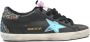 Golden Goose Glitter Back Leren Sneakers Zwart Blauw Black Dames - Thumbnail 1