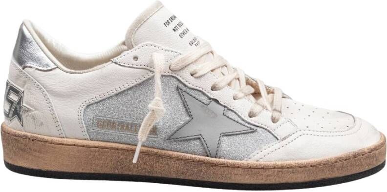 Golden Goose Glitter Leren Sneakers Wit Zilver Gray Dames