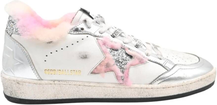 Golden Goose Glitter Shearling Sneakers Wit Zilver Multicolor Dames