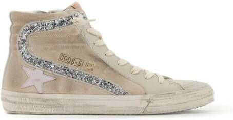 Golden Goose Glitter Slide Sneakers met Leren Ster Beige Dames