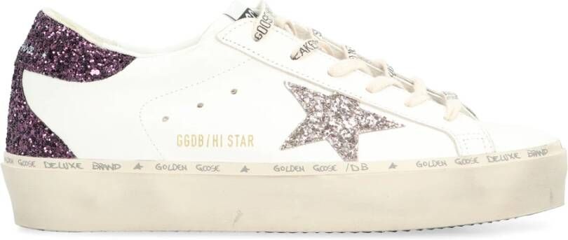 Golden Goose Witte Leren Glitter Ster Sneakers White Dames