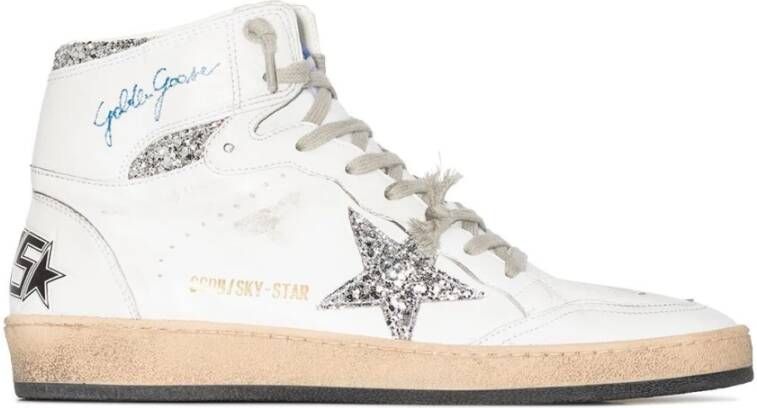 Golden Goose Glitter Star Nappa Upper Enkellaarzen White Dames