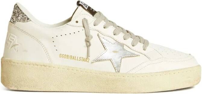 Golden Goose Glitter Ster Leren Bovenkant Sneakers Beige Dames