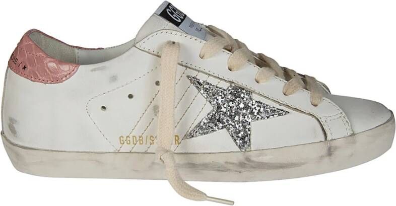 Golden Goose Glitter Ster Leren Hak Cocco White Dames