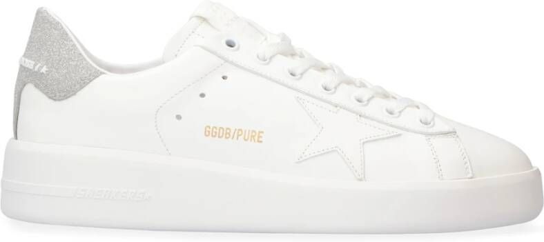 Golden Goose Witte Leren Sneakers met Glitterhak White Dames