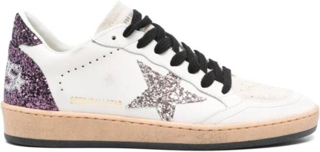 Golden Goose Glitter Suede Ballstar Sneakers White Dames