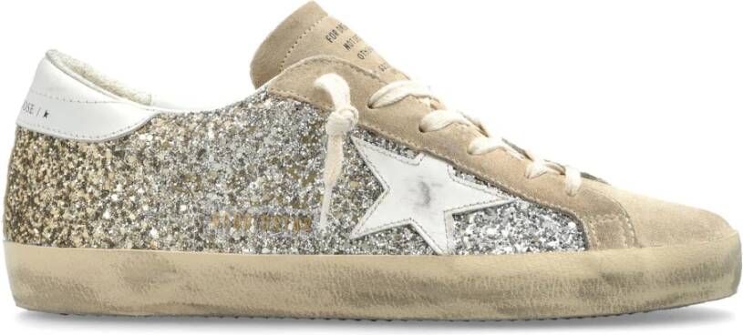 Golden Goose Glitter Suede Star Heel Sneakers Beige Dames