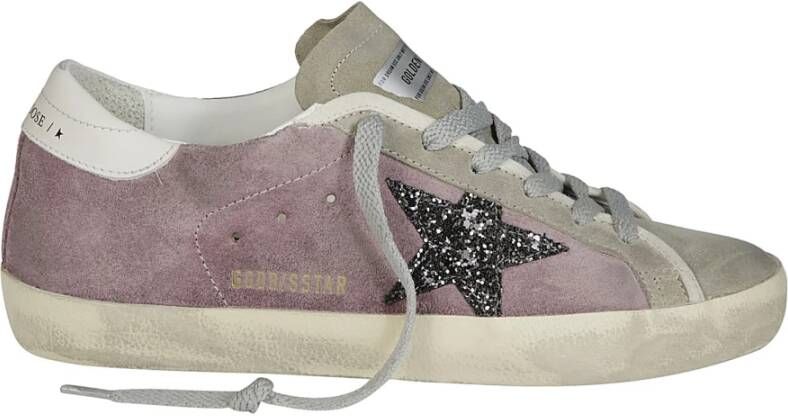 Golden Goose Glitter Suede Stella Superstar Leren Hak Pink Dames