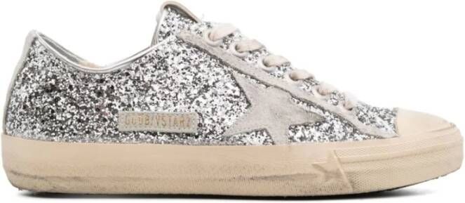 Golden Goose Glitter V-Star Sneakers Gray Dames