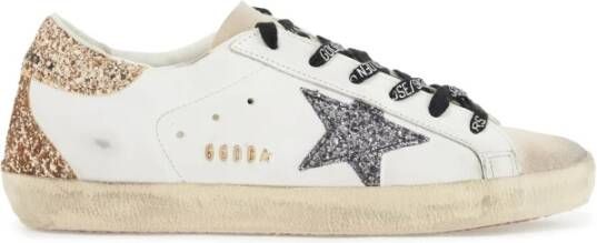 Golden Goose Glitterende Superstar Leren Sneakers White Dames