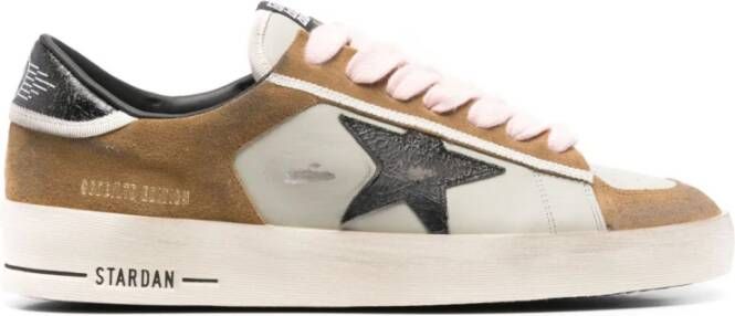 Golden Goose Grijze Suède Kameel Veters Roze Sneakers Multicolor Heren