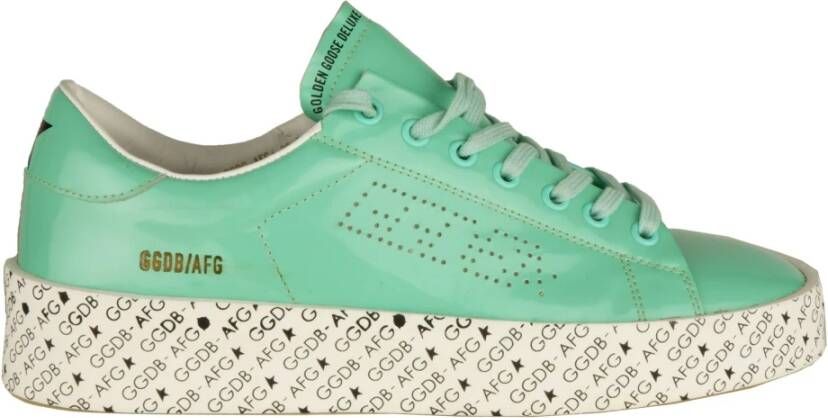 Golden Goose Groene Leren Sneaker Gemaakt in Italië Green Dames