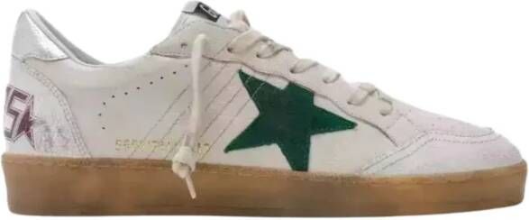 Golden Goose Witte Leren Sneakers Groene Ster White Heren