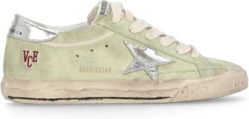 Golden Goose Groene Suède Leren Sneakers Ronde Neus Green Heren