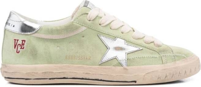 Golden Goose Groene Veterschoenen met Sterpatch Beige Heren