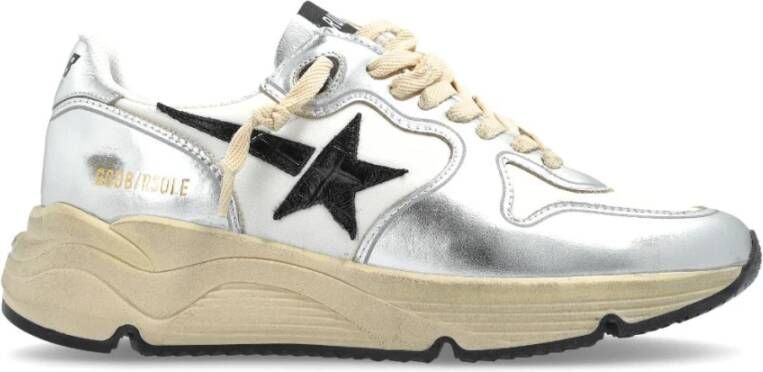 Golden Goose Zilveren Leren Hardloopschoenen Gray Dames