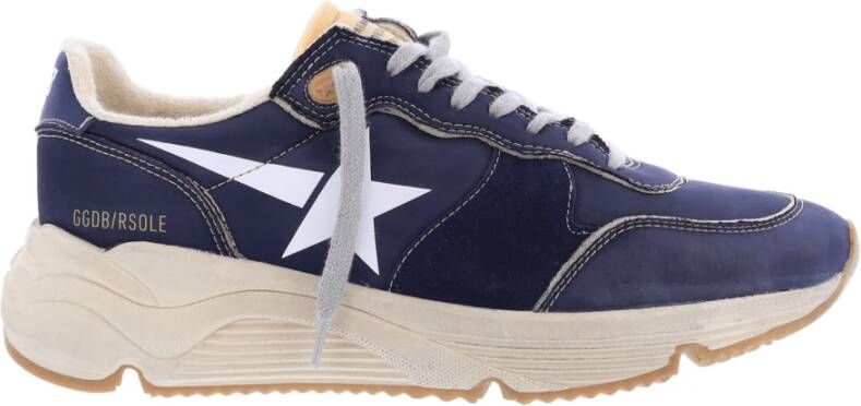 Golden Goose Blauwe Suède Hardloopsneakers met Handtekening Sterpatch Blue Heren