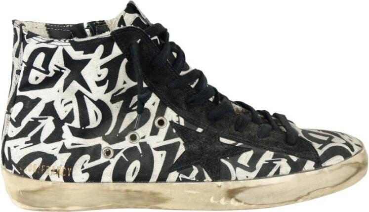 Golden Goose Hoge canvas en kalfsleren sneakers Black Heren