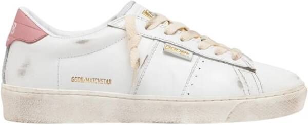 Golden Goose Italiaanse Leren Sneakers met Roze Detail White Heren