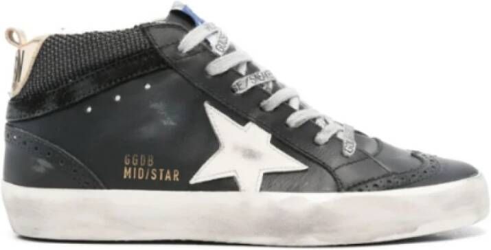 Golden Goose Italiaanse Mid Star Zwarte Leren Sneakers Black Dames