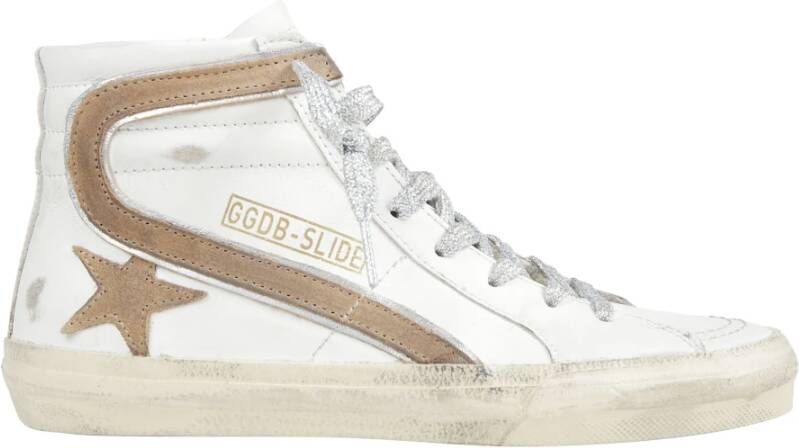 Golden Goose Witte Leren Slide Sneakers met Messing Details White Dames