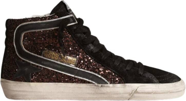 Golden Goose Koffie Glitter Leren Slide Sneakers Meerkleurig Dames