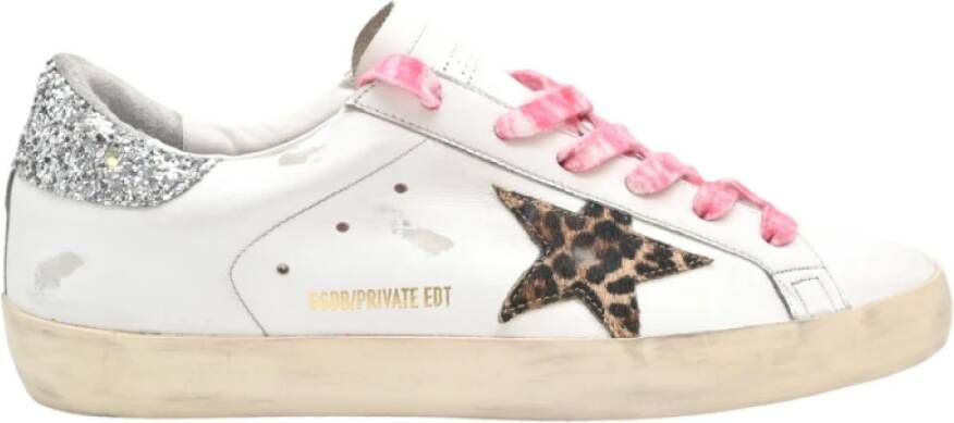 Golden Goose Leopard Horsy Glitter Sneakers White Dames