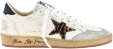 Golden Goose Leopard Print Ball-Star Sneakers White Dames