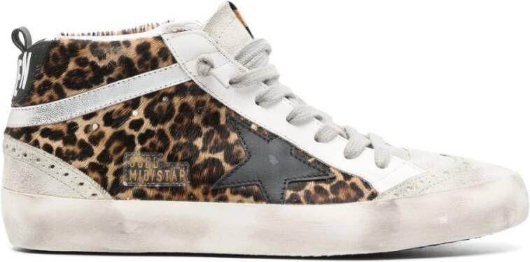 Golden Goose Leopard Print Panel Sneakers Brown Dames