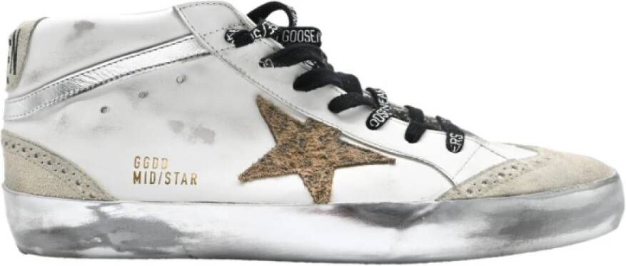 Golden Goose Leopard Star Sneakers Wit Beige Zilver White Heren