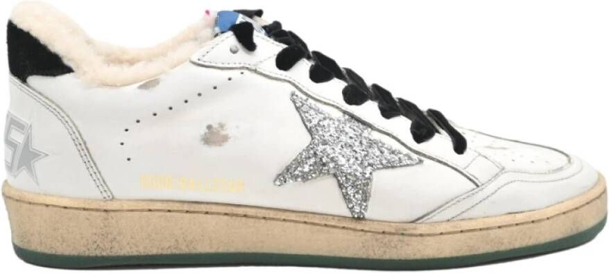 Golden Goose Leren Ball Star Sneakers Wit Zilver Zwart White Dames