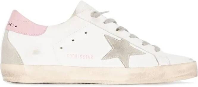 Golden Goose Leren Bovenwerk Suède Ster Crème Zool Pink Dames