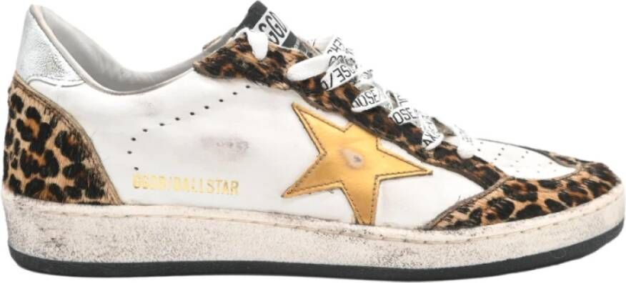 Golden Goose Leren Leo Print Sneakers Wit Goud Multicolor Dames