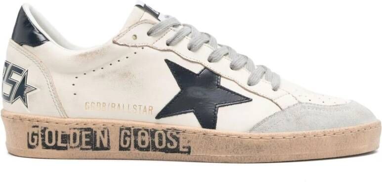 Golden Goose Leren Veterschoenen Platte Rubberen Zool White Heren