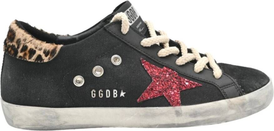 Golden Goose Luipaard Glitter Sneakers Zwart Rood Multicolor Dames