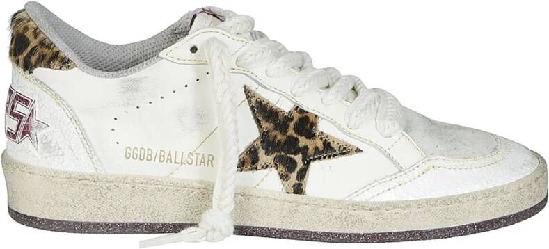 Golden Goose Luipaardprint Leren Sneakers White Dames