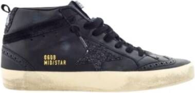 Golden Goose Mid Star Glitter Leren Sneakers Black Dames