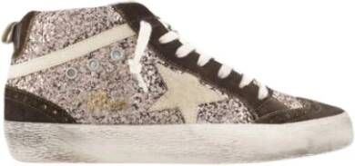 Golden Goose Mid Star Glitter Suède Bruine Sneakers Multicolor Heren