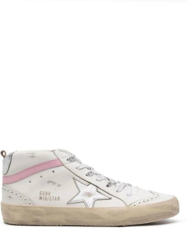 Golden Goose Mid Star Leren Hoge Sneakers White Dames