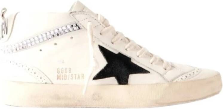 Golden Goose Mid Star Leren Sneakers Wit Zwart White Dames