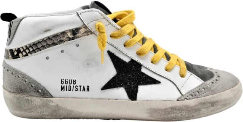 Golden Goose Mid Star Sneakers Wit Grijs Geel Multicolor Dames