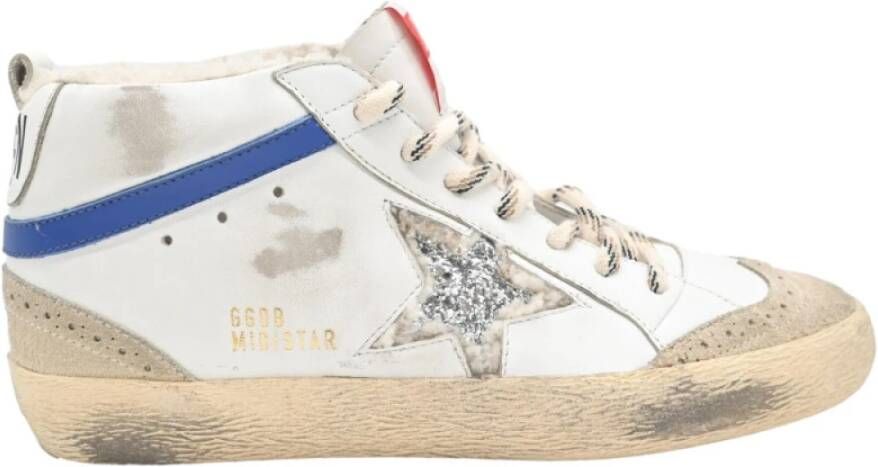 Golden Goose Mid Star Suede Glitter Sneakers White Dames