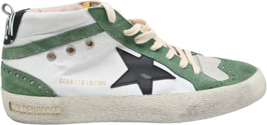 Golden Goose Mid Star Suede White Green Sneakers Multicolor Heren