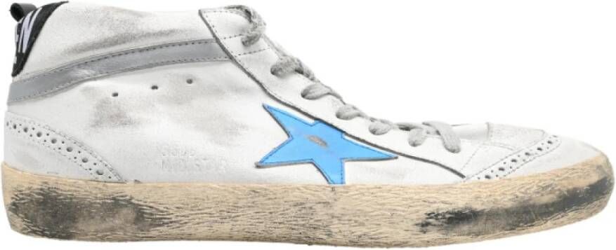 Golden Goose Midstar Leren Sneakers Wit Grijs Zwart Azure White Heren