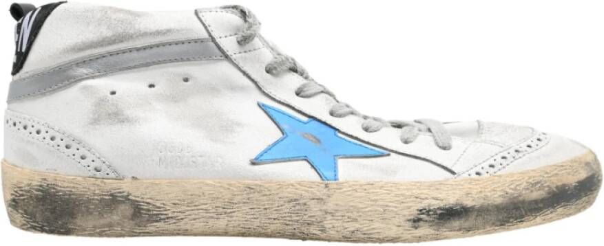 Golden Goose Midstar Leren Sneakers Wit Grijs Zwart Azure White Heren