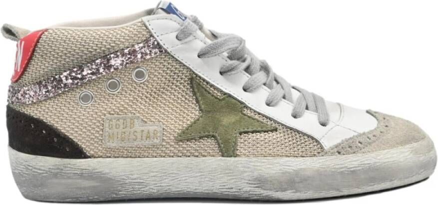 Golden Goose Midstar White Green Olive Star Sneakers Multicolor Dames