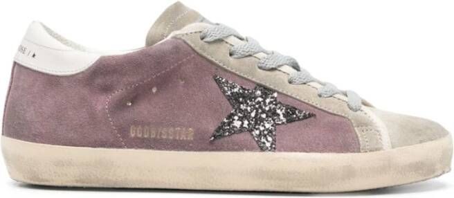 Golden Goose Paarse Glitter Sneakers Purple Dames